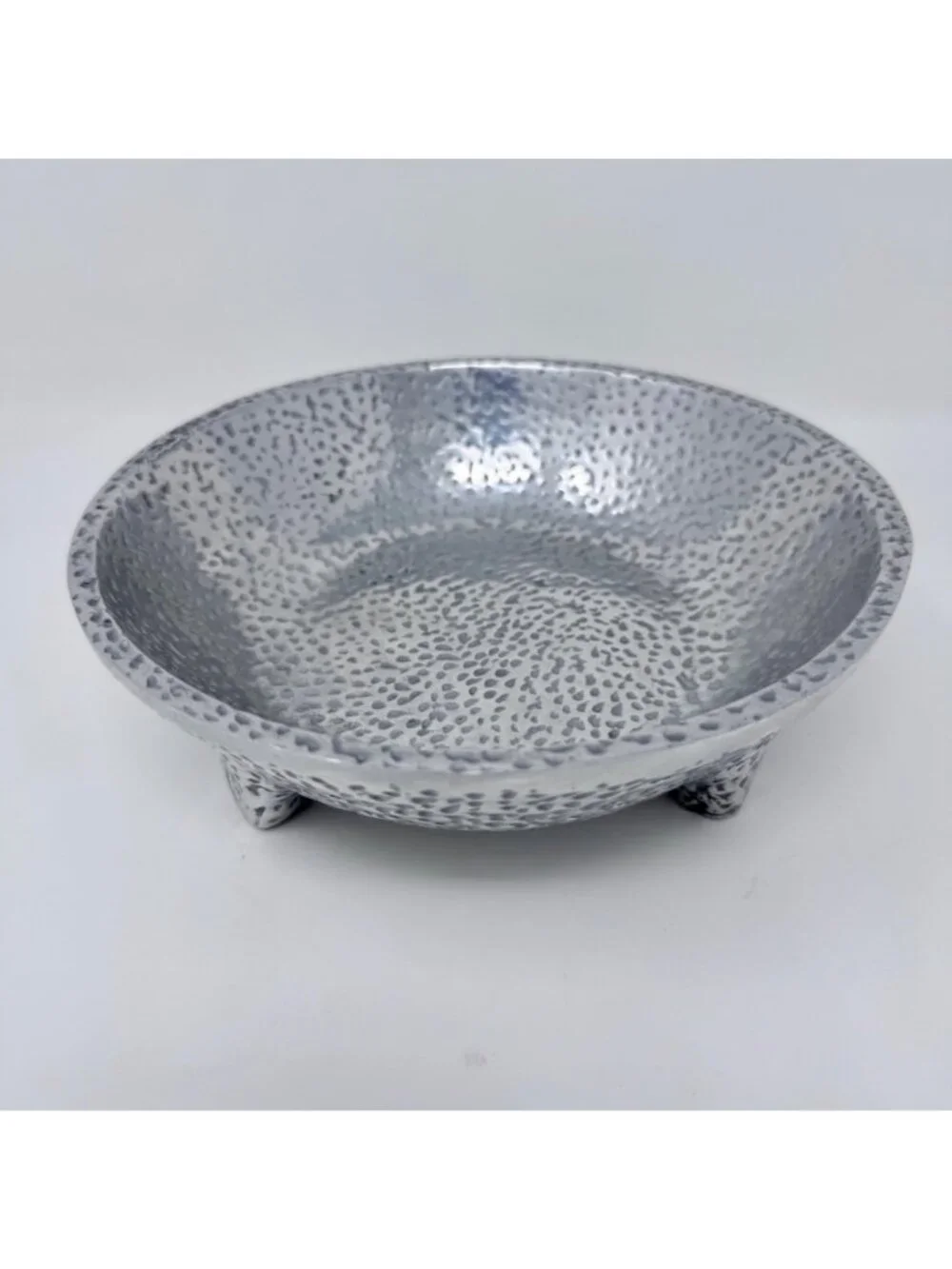 Mexican Hammered Metal Footed Bowl & Tray Set